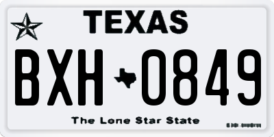 TX license plate BXH0849