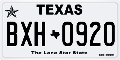 TX license plate BXH0920