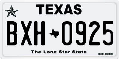 TX license plate BXH0925