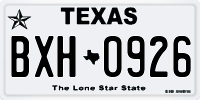 TX license plate BXH0926