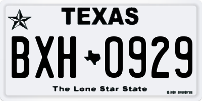 TX license plate BXH0929