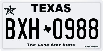 TX license plate BXH0988