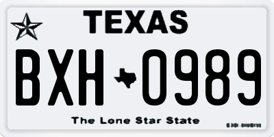 TX license plate BXH0989