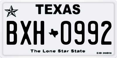 TX license plate BXH0992