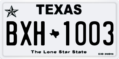 TX license plate BXH1003