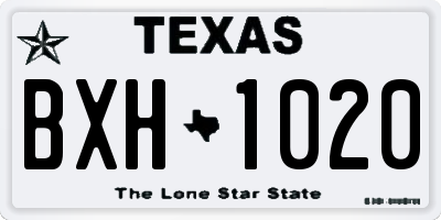 TX license plate BXH1020