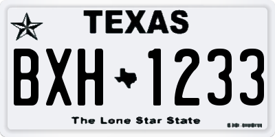 TX license plate BXH1233