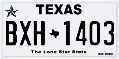 TX license plate BXH1403