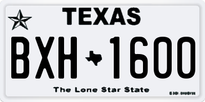 TX license plate BXH1600