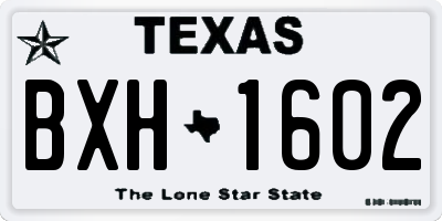 TX license plate BXH1602