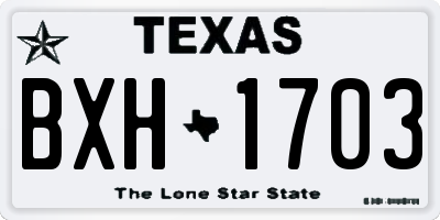 TX license plate BXH1703