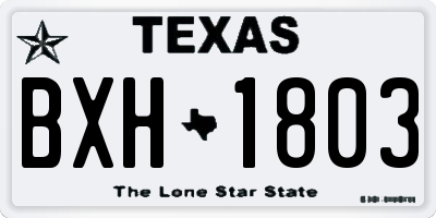 TX license plate BXH1803