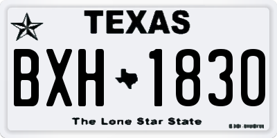 TX license plate BXH1830