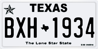 TX license plate BXH1934