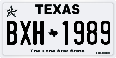 TX license plate BXH1989