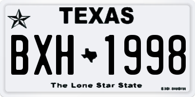 TX license plate BXH1998
