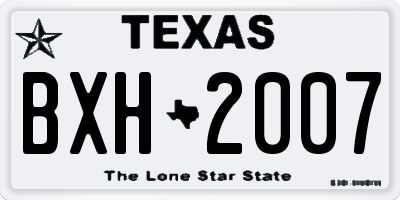 TX license plate BXH2007