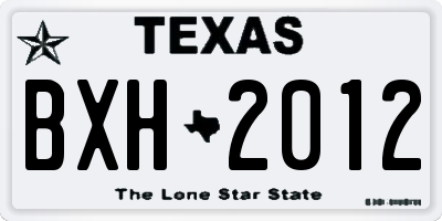 TX license plate BXH2012