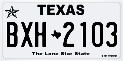 TX license plate BXH2103