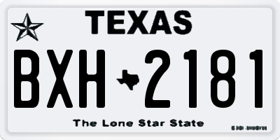 TX license plate BXH2181