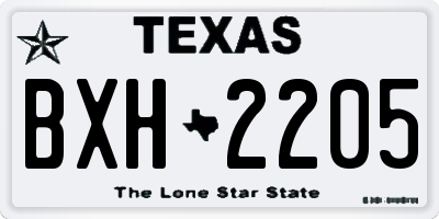 TX license plate BXH2205