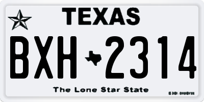TX license plate BXH2314