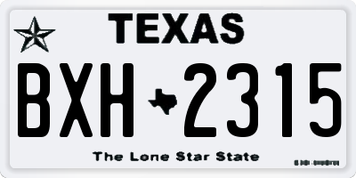 TX license plate BXH2315