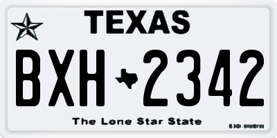 TX license plate BXH2342