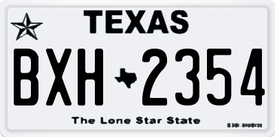 TX license plate BXH2354
