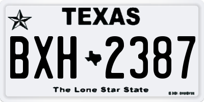 TX license plate BXH2387