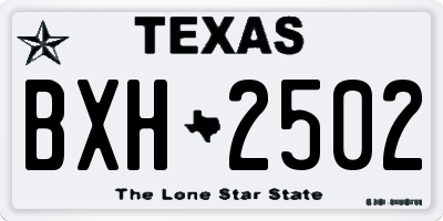 TX license plate BXH2502