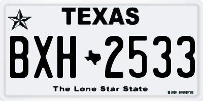 TX license plate BXH2533