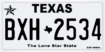 TX license plate BXH2534
