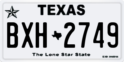 TX license plate BXH2749