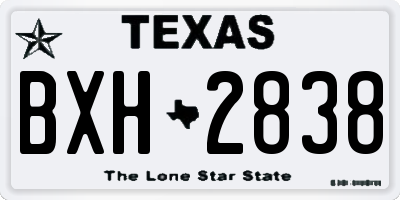 TX license plate BXH2838