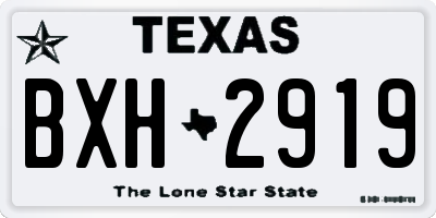 TX license plate BXH2919