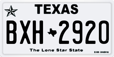 TX license plate BXH2920