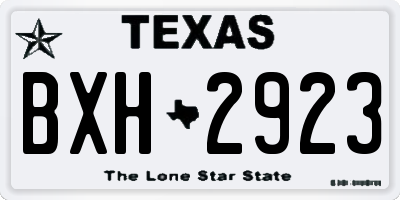 TX license plate BXH2923