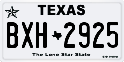 TX license plate BXH2925