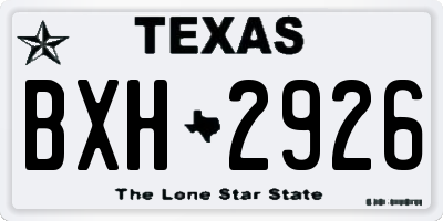 TX license plate BXH2926