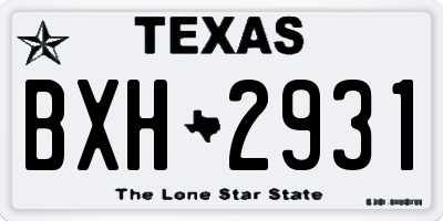 TX license plate BXH2931