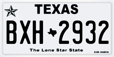 TX license plate BXH2932