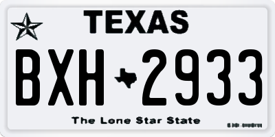 TX license plate BXH2933