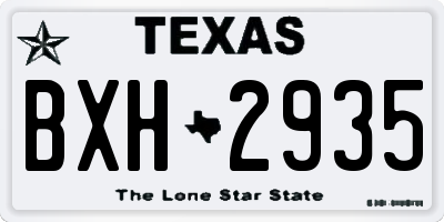 TX license plate BXH2935