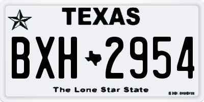 TX license plate BXH2954