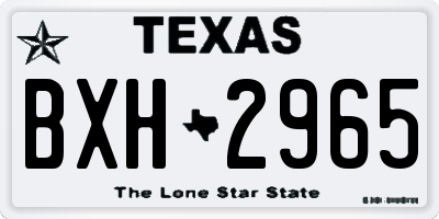 TX license plate BXH2965