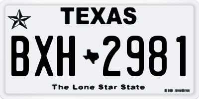 TX license plate BXH2981
