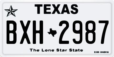 TX license plate BXH2987