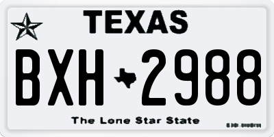 TX license plate BXH2988