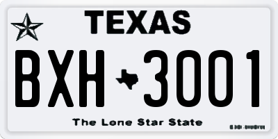 TX license plate BXH3001